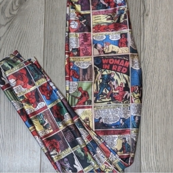 Blackmilk Woman in Red Episode 2 Comic Leggings High-Waisted Full Length Pop Art - Picture 5 of 8